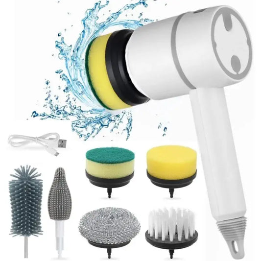 Electric Scrubber with 6 Replaceable Cleaning Brush Heads